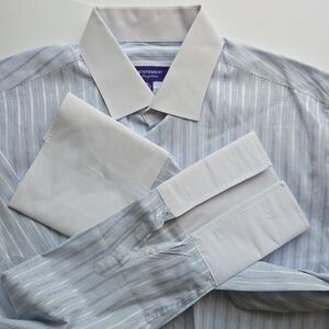 Statement Confidence Dress Shirt – XL (17-17.5, 36-37) Blue Striped Shirt